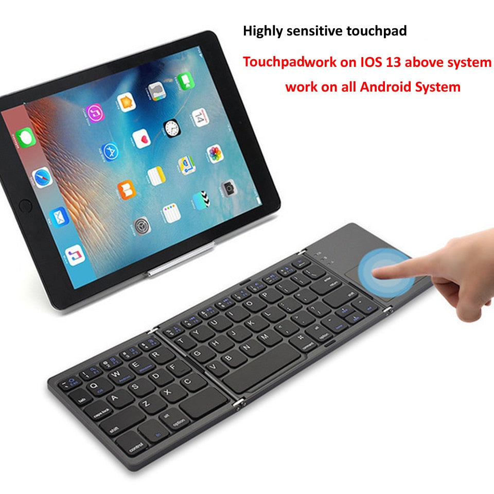 New Portable Mini Three Folding Bluetooth Keyboard Wireless Foldable Touchpad Keypad for IOS Android Windows ipad Tablet