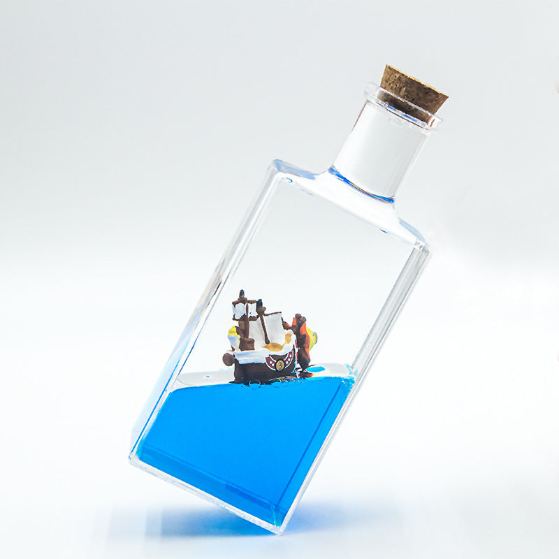New Fluid Drifting Bottle Floating Boat Acrylic Wanli Sunshine Cruise Ship Drifting Bottle Creative Decoration Small Gift