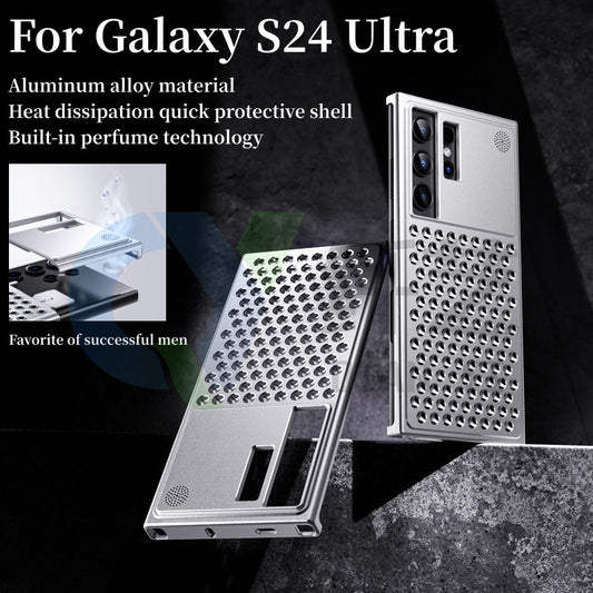Suitable For Samsung S24ulta Mobile Phone Case Metal Aromatherapy Case S24plus Frameless Aluminum Alloy Cooling Protective Cover