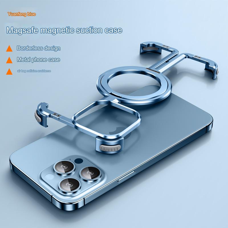 One Shell Suitable For Apple iPhone 15 Pro max Case Plus Ultra-thin Metal Frameless New Magnetic Stand Magsafe Bare Metal Hand Feel Heat Dissipation Anti-fall Protective Cover
