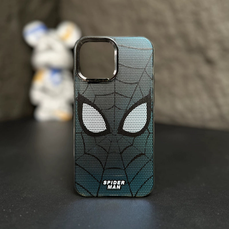 Premium iPhone 14 Pro Max Case - Silver Electroplated Shell with Spiderman Mask Design for iPhone 15, 13 Pro, XR, XS, and 12: High-End, Anti-Fall, Creative Protective Cover