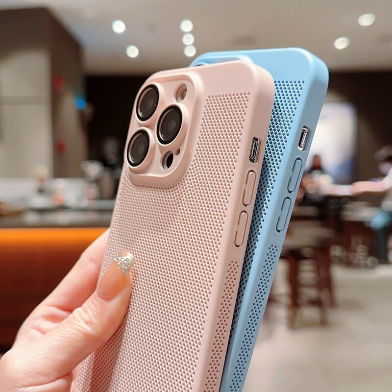 Candy Colors Summer Breathable Mesh Heat Dissipation For iPhone 14 13 12 11 Pro Max Soft Silicone Camera Lens Protector Cover