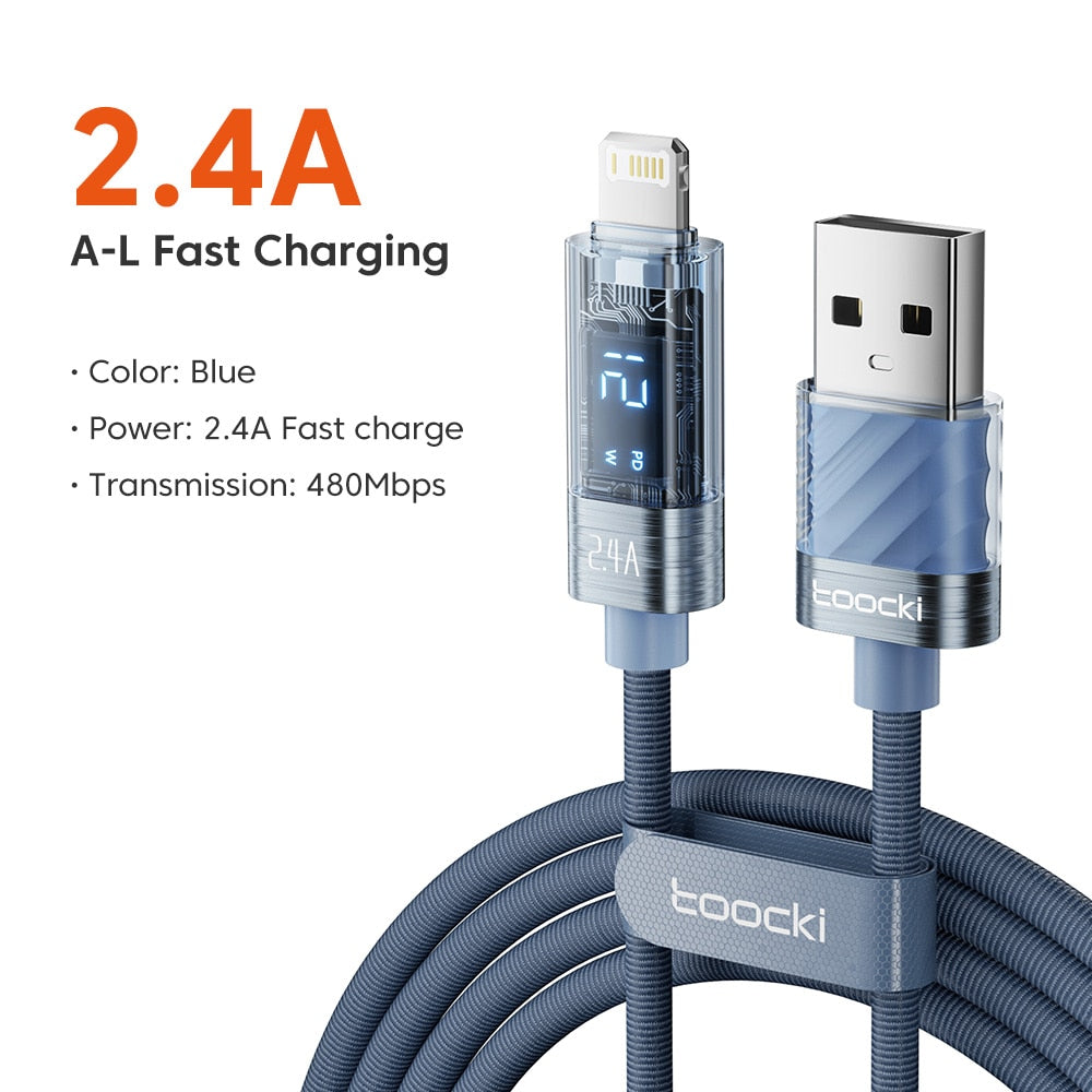Toocki USB Cable For iPhone 14 13 12 mini 11 Pro Max Xs Xr X 8 Lighting Fast Charge Charger Date Cable For iPad Wire Cord