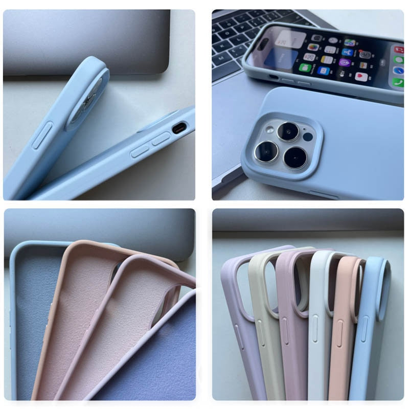 For Mag safe Magnetic Wireless Charger Case For iPhone 14 12 11 13 Pro Max Cover Funda Capa Korea Liquid Silicone Case 13 14 Pro