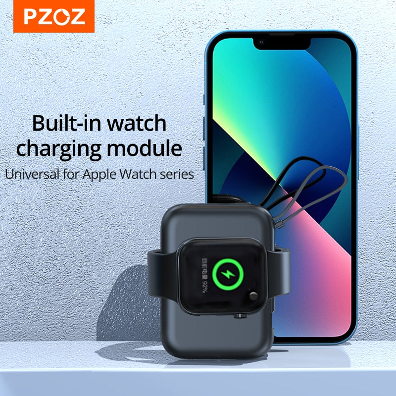 PZOZ Magnetic Mini Power Bank 5000mAh For Apple Watch Wireless Charger Portable Fast Charging For iPhone iWatch Series PowerBank