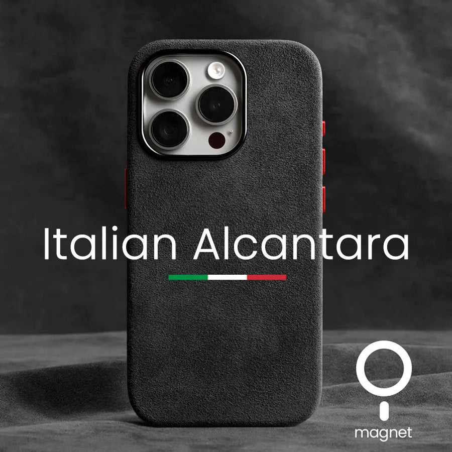 Magnetic ALCANTARA Case for iPhone 15 Pro Max 14 13 12 mini Luxury Artificial Leather Supercar Suede Phone Cases Cover