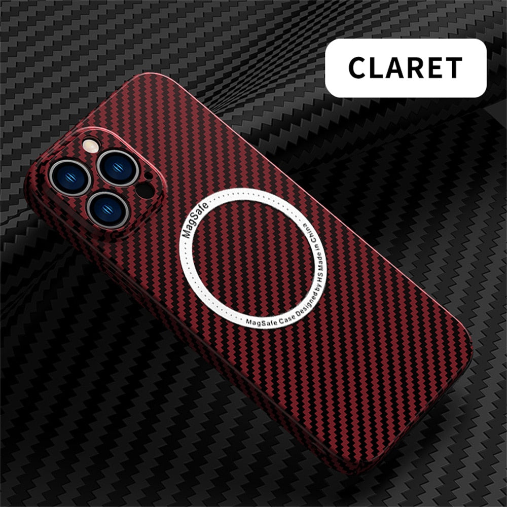 For iPhone 13 Magsafe Case Buesiness Carbon Fiber Slim Matte Hard Magnetic Phone Cases for iPhone 11 12 13 Pro Max 14 Pro Plus