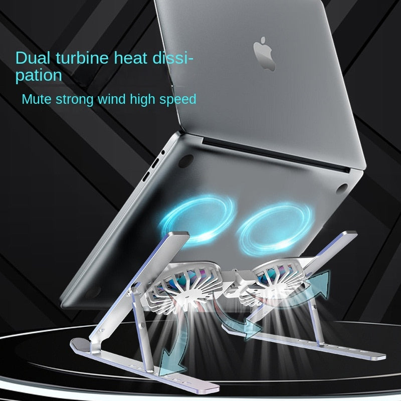 Aluminum 17inch Gaming Laptop Cooler 2 Fan Foldable Laptop Cooling Pad Notebook Stand Bracket Holder For Macbook Air Pro iPad