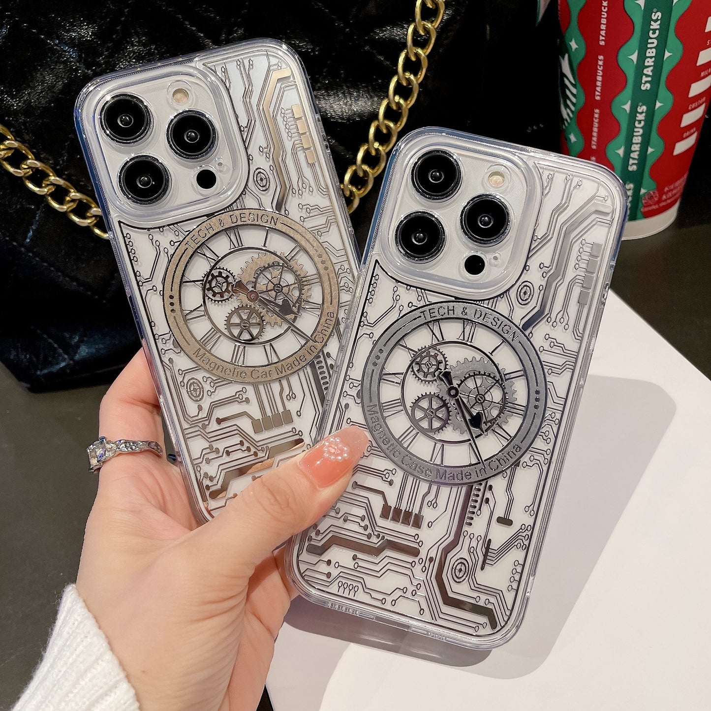 Mechanical Watch Circuit Board Phone Case for IPhone 14 13 12 Pro Max Magnetic Magsafe Charging Transparent Phone Covers