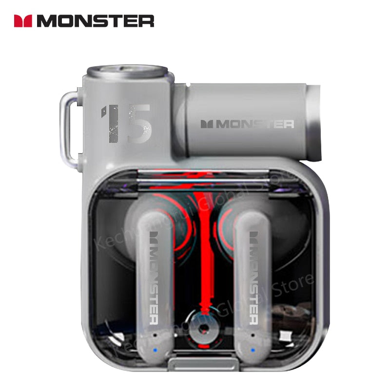 Monster XKT15 Wireless Bluetooth 5.3 Headphones Gaming Earbuds Unique Design Gamer Headset TWS Noise Reduction Earphones New