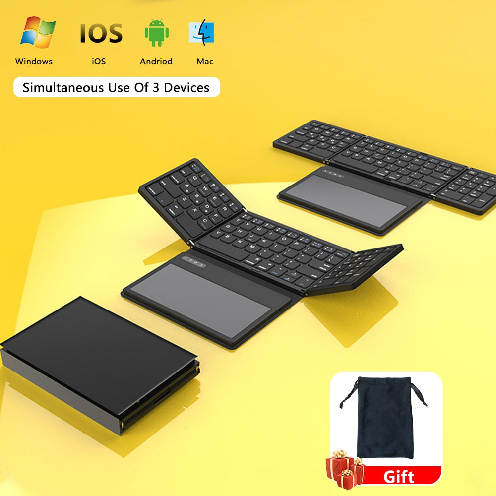 Foldable Bluetooth Wireless Keyboard With Touchpad Ultra Slim Pocket Folding Keyboard For Windows/Android/ IOS/OS/HMS Tablet PC