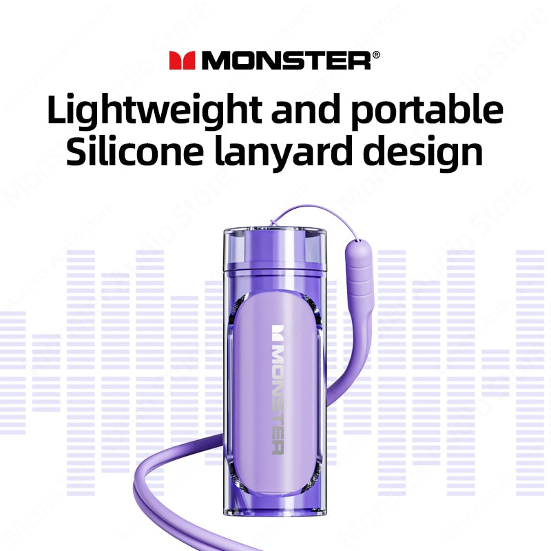 Original Monster V5.3 Wireless Bluetooth Headset XKT13 HIFI Sound Earphones Long Standby Earbuds Rotating Transparent Shell New
