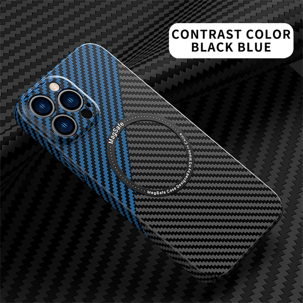 For iPhone 13 Magsafe Case Buesiness Carbon Fiber Slim Matte Hard Magnetic Phone Cases for iPhone 11 12 13 Pro Max 14 Pro Plus
