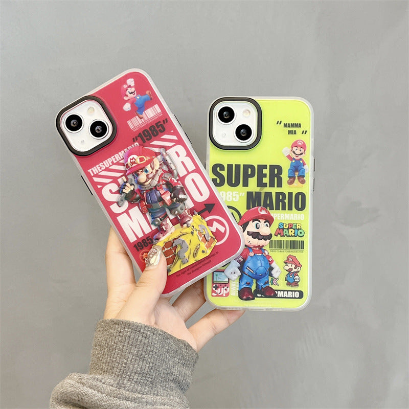 Cartoon Mario Edition iPhone Case 11 Apple 14plus Protective Cover
