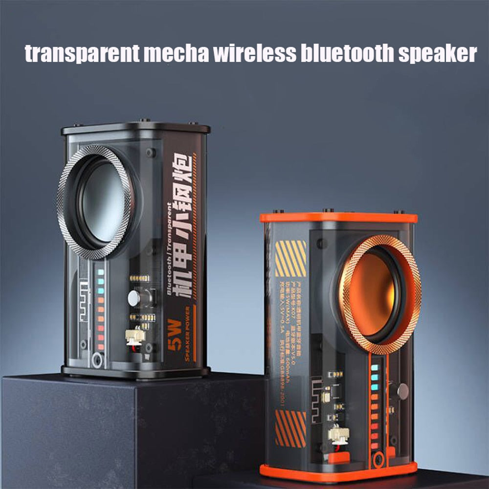 Transparent mecha wireless bluetooth speaker sound light rhythm subwoofer TWS stereo Cyberpunk music center hands-free call