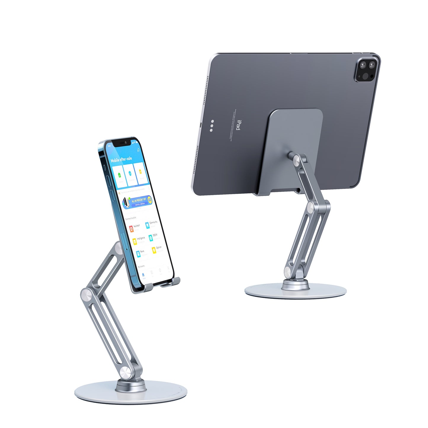 Kimdoole Metal 360° Rotating Tablet Holder Stand Use for Ipad Laptop Cellphone Smartphone Mobile Phones Telephone Reader