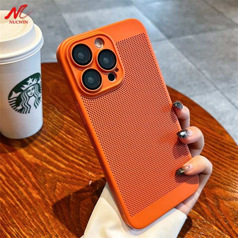 Luxury Heat Radiation Ultra Thin PC Case for iPhone 11 12 13 14 Pro Max 14 7 8 Plus Xr Xs Max X 7 8 SE 2 3 Glass Lens Flim Cover