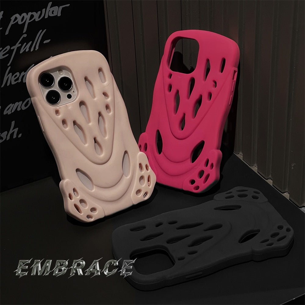 3D Coconut Shoe Sole Case for iPhone 14 13 12 11 Pro Max Phone Cases Shockproof Back cover Camera Protect Hollow Silicone Funda