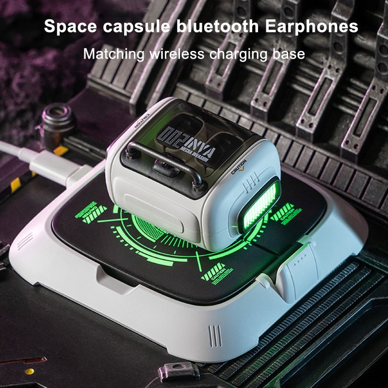 Tws 2023 New Bluetooth Earphone Wireless Charging Earbuds Bluetooth Capsule Mecha Design Headset Desktop Phone Holder Headphones