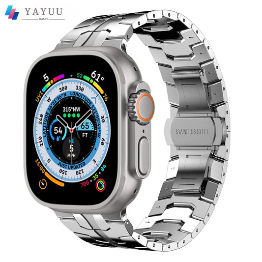 YAYUU Stainless Steel Band for Apple Watch Ultra Band 49mm 45mm 44mm, Metal Strap for Apple Watch Series 8 7 6 5 4 SE
