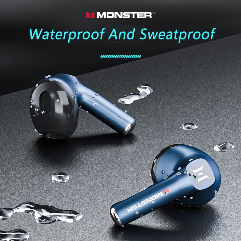 Monster XKT10 Bluetooth Earphones Wireless Headphones Gamer Headset Waterproof TWS Noise Reduction With Microphone Sports Earbud