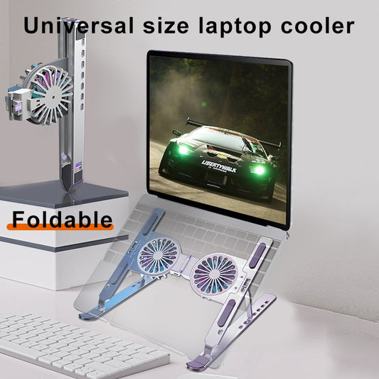 Aluminum 17inch Gaming Laptop Cooler 2 Fan Foldable Laptop Cooling Pad Notebook Stand Bracket Holder For Macbook Air Pro iPad
