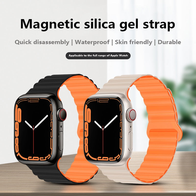 Silicone Loop Strap for Apple Watch 8 Ultra 7 6 SE 5 4 3 Magnetic Buckle Bracelets for iWatch Band 49mm 42/44/45mm 38/40/41mm