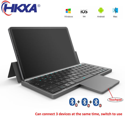 3 in 1 Portable Wireless Bluetooth 5.2 Tablet keyboard with PU Case Foldable Stand for Windows Android IOS iPad Phones
